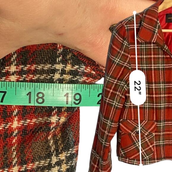 Vintage Royal Stewart‎ Plaid Wool Blazer Womens M Zip Up Classic Preppy Academia - Picture 11 of 13